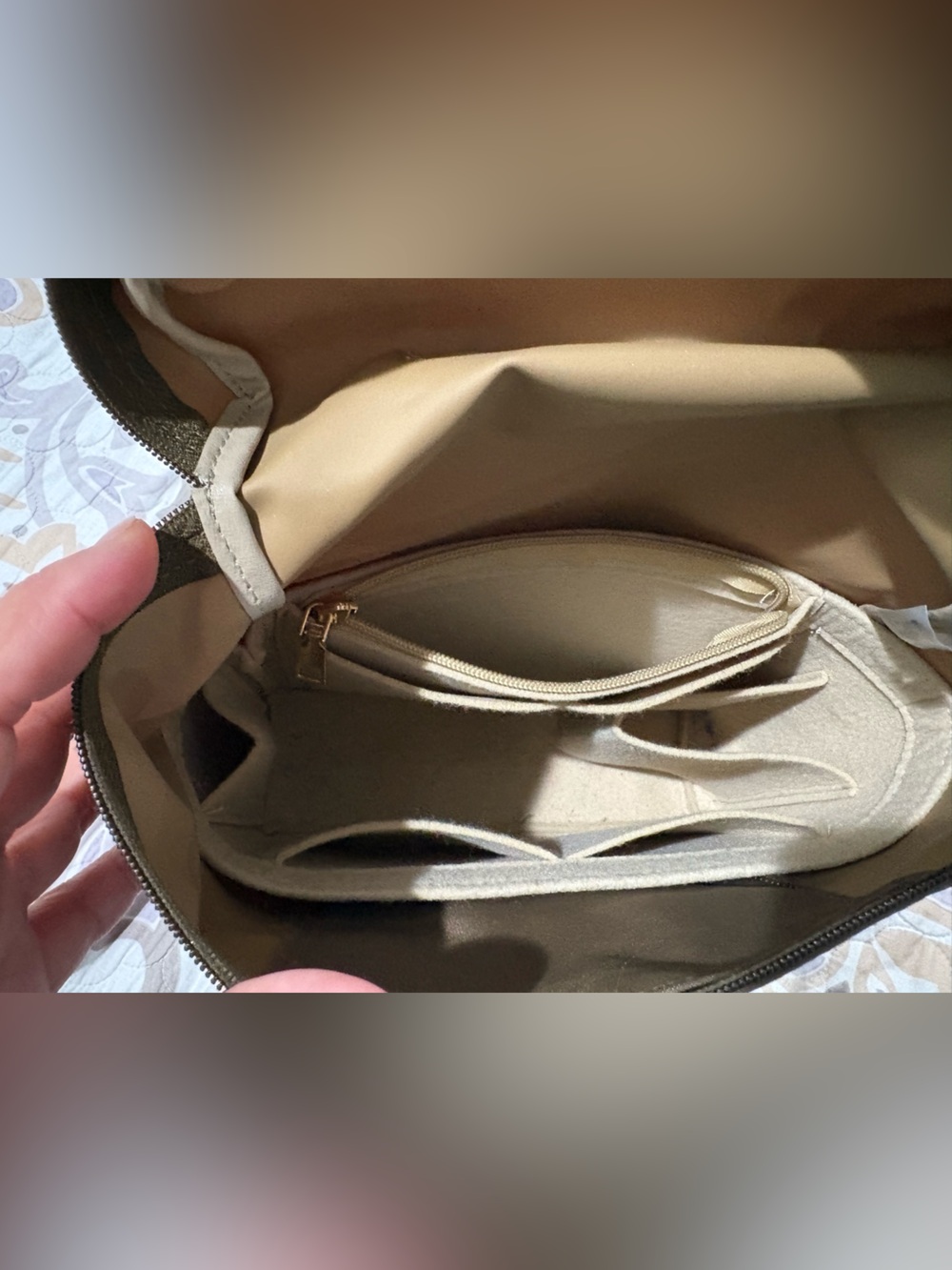 Longchamp Olive Green Backpack with Brown Trim - Picture 5 of 6